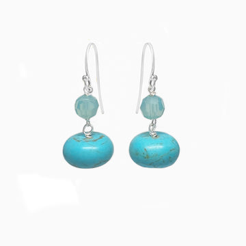 Turquoise and crystals silver earrings by Desideri design