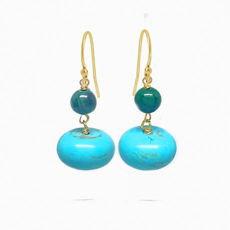 turquoise and malachite gold earrings by desideri design 