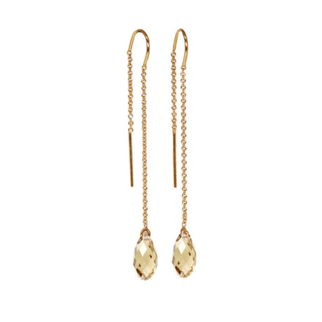 Champagne color gold threader long earrings by Desideri design