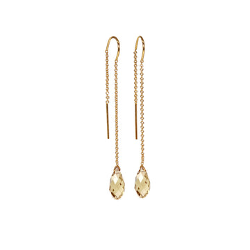 Citrine color gold threader earrings by Desideri design
