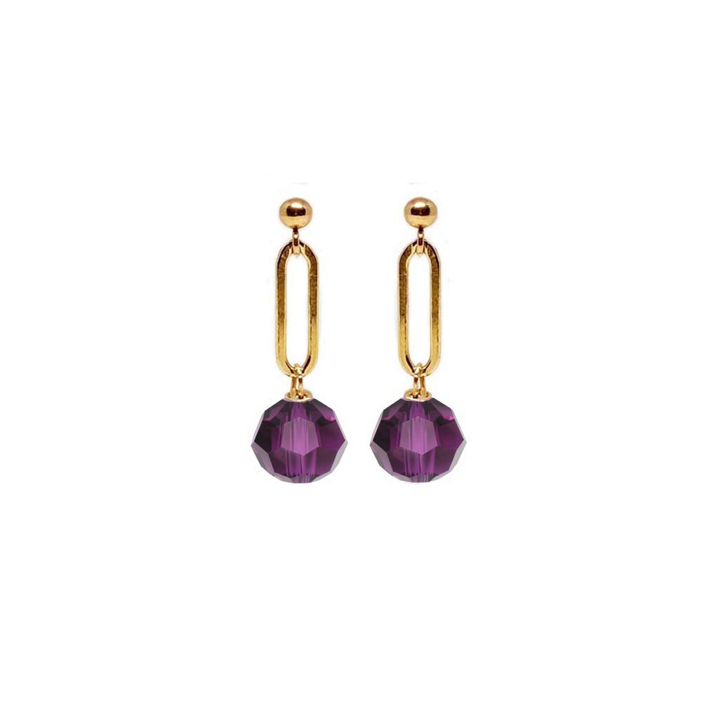 amethyst crystals gold dangling earrings