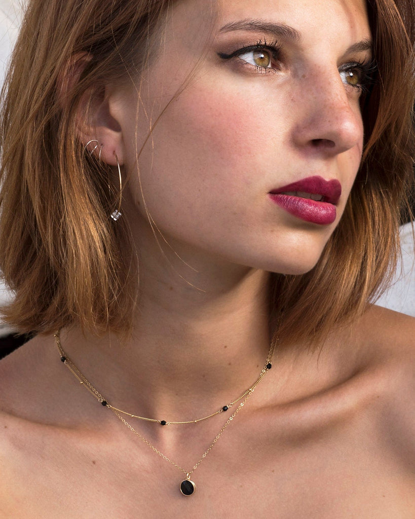  Satellite black beads necklace layering by Desideri design