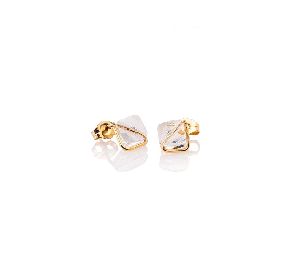 Clear crystals 14 k gold geometric studs