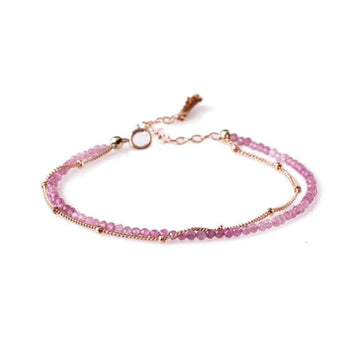 Pink turmaline gold filled double bracelet. Desideri design fine jewelry.