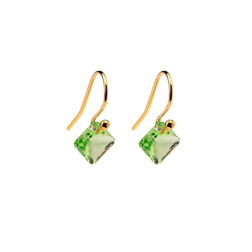 14k gold peridot dangling earrings