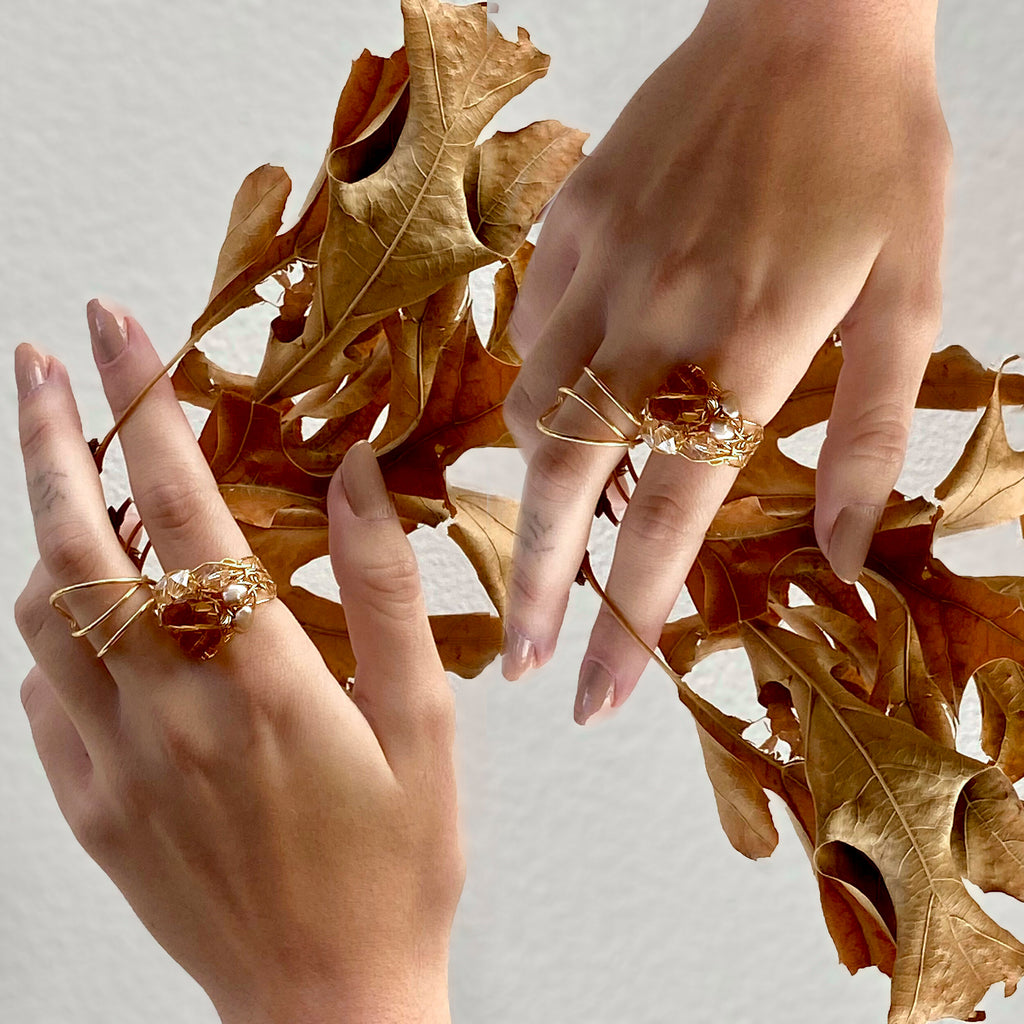 Topaz and gold cocktail ring