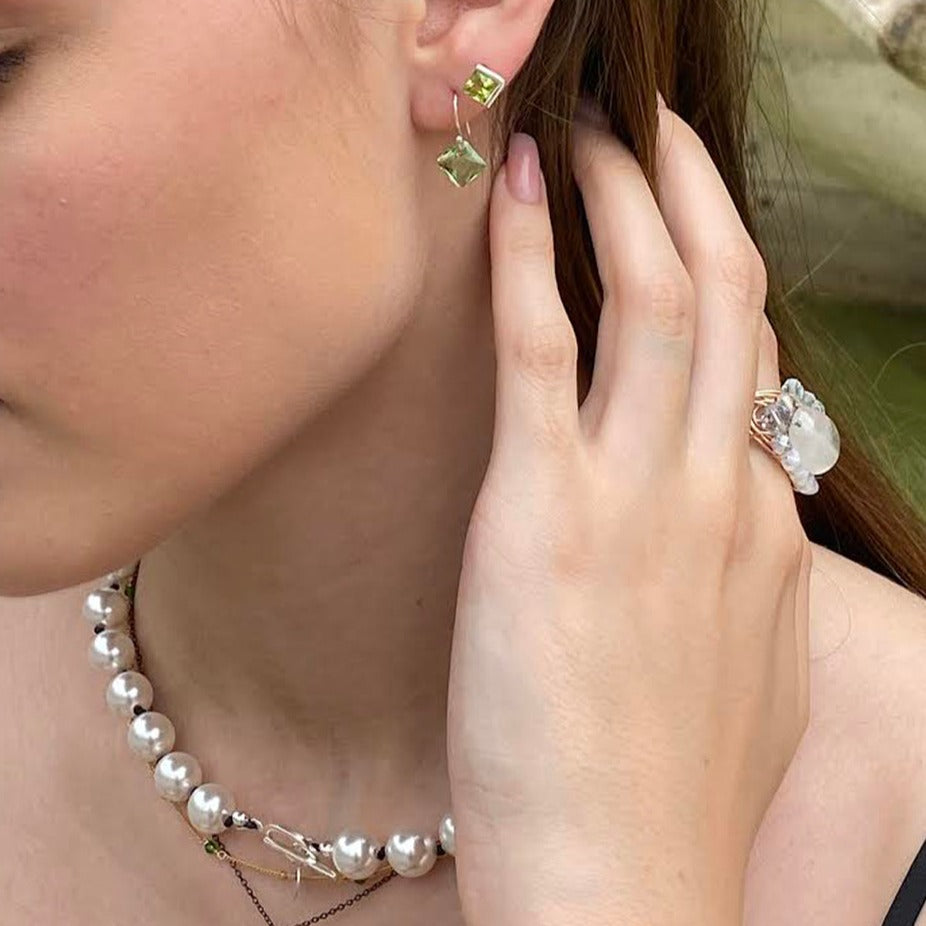 Peridot earrings stacking 